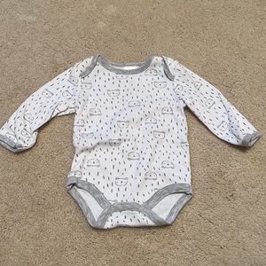 White and gray onesie, 0-3 months